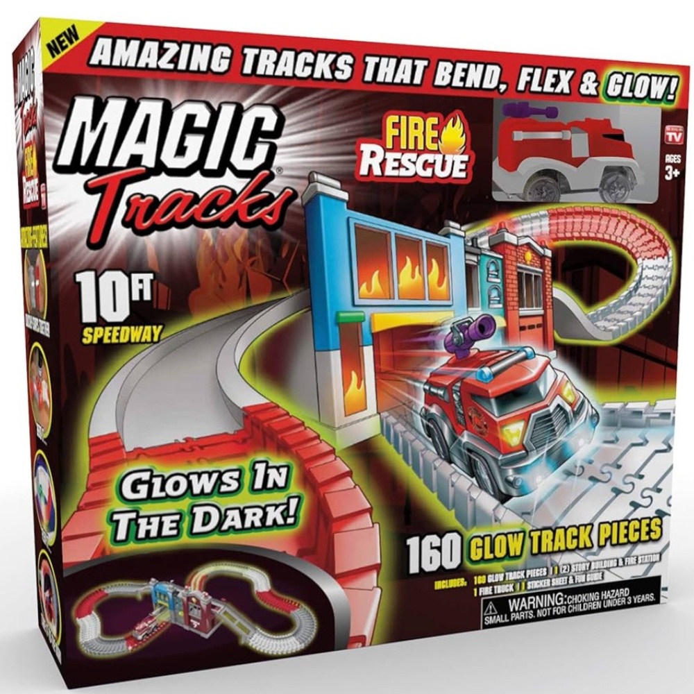 Ontel Magic Tracks Fire Rescue Glow in The Dark Racetrack Set